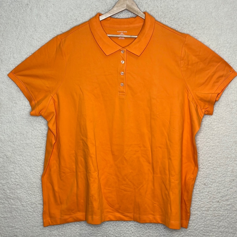 NWT Lands End Womens Phipps Orange Cotton Short Sleeve Pique Polo Shirt Size 3X